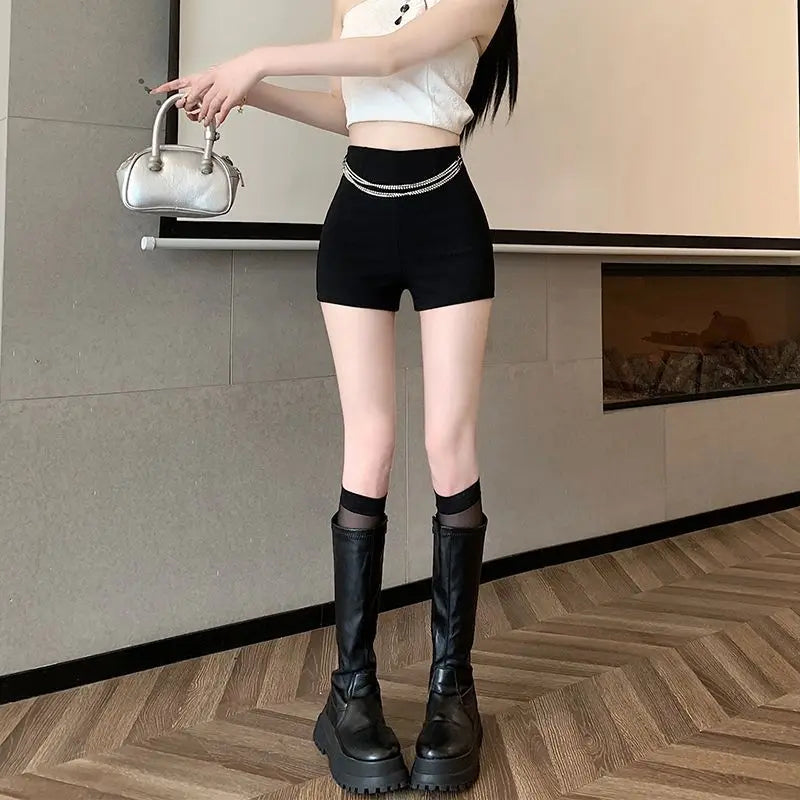 Black Tight Female Short Pants Summer Casual Elasticty 2000s Clothes Y2k Fashion Clothing New In Sexy Women's High Waist Shorts