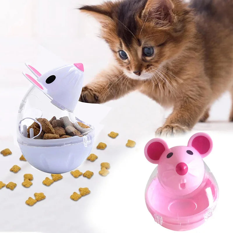 Cat Food Leakage Toys Interactive Food Funnel Plastic Cat Food Dispenser Mouse Ball Shape Tumbler Puzzle Training Pet Supplies