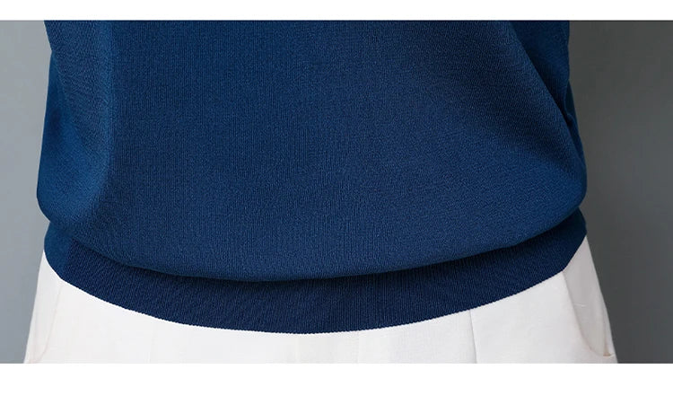 2024 Summer Ladies Knitted Top Short Sleeve Tshirt Hollow Out T Shirt Women Loose Elegant Tee Shirt Femme Casual Clothes T-shirt
