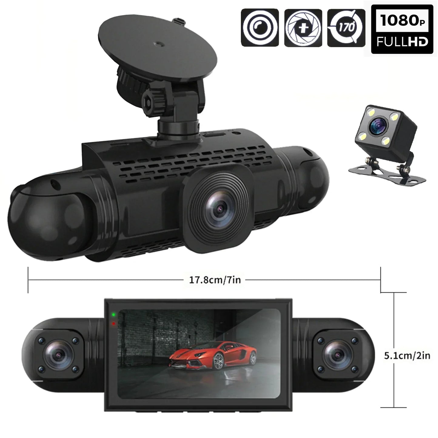 Car DVR 4 Camera Video Recorder Black Box 360 Dash Cam Front left right Rear View camera 24H Hardware Kit Car Assecories
