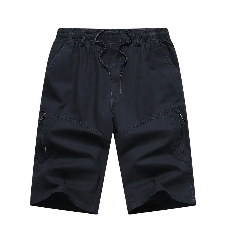 Classic Cargo Shorts Men Zipper Pocket Casual Knee Shorts Loose Straight Cotton Work Shorts Man Clothes