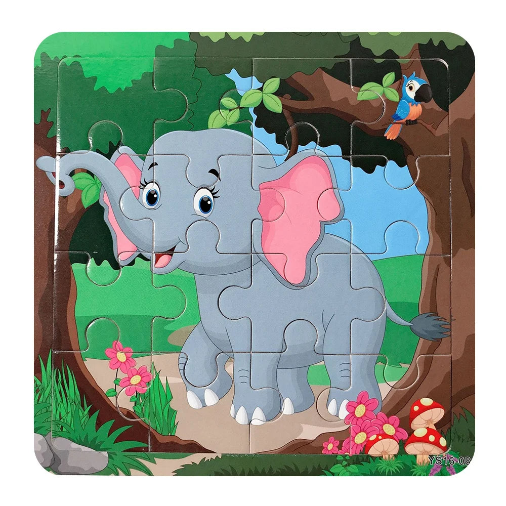 Kids Wooden Cartoon Cognitive Puzzle Baby Colorful Educational Toy For Toddler