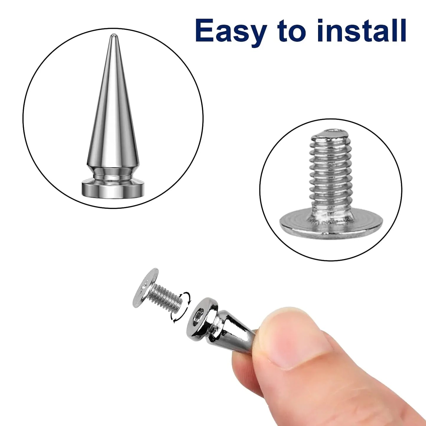 Multiple Sizes Cone Spikes Screwback Studs Rivets Metal Tree Spikes Studs Punk Style Clothing Accessories DIY Craft Decoration
