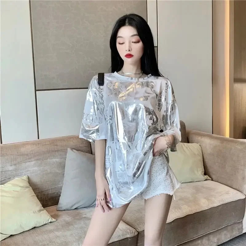 Summer Outfit Female Top Short Sleeve Women's T-shirt 2025 High Quality Y2k Fashion Korea Korean Style Popular Clothes Clothing