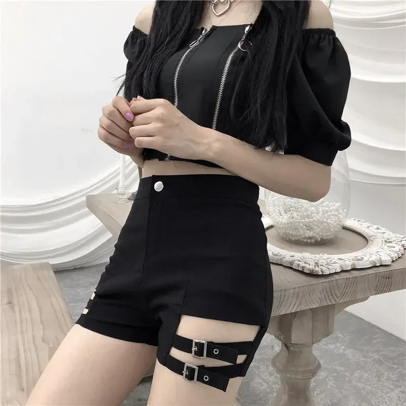 Sexy Woman Short Pants Coquette Black High Waist Shorts for Women Streetwear Jorts Aesthetic Elasticty Kpop Casual Hot Comfy XL