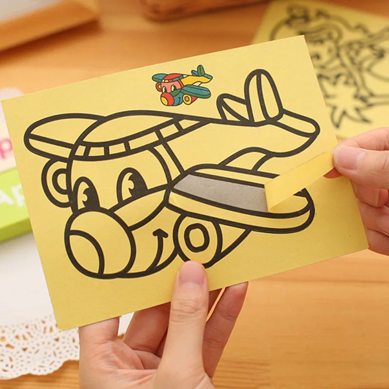 10Pcs Children Drawing Toys Sand Painting Pictures Kid DIY Crafts Education Toy for Boys Girls Schedule Sticker Cartoon Pattern