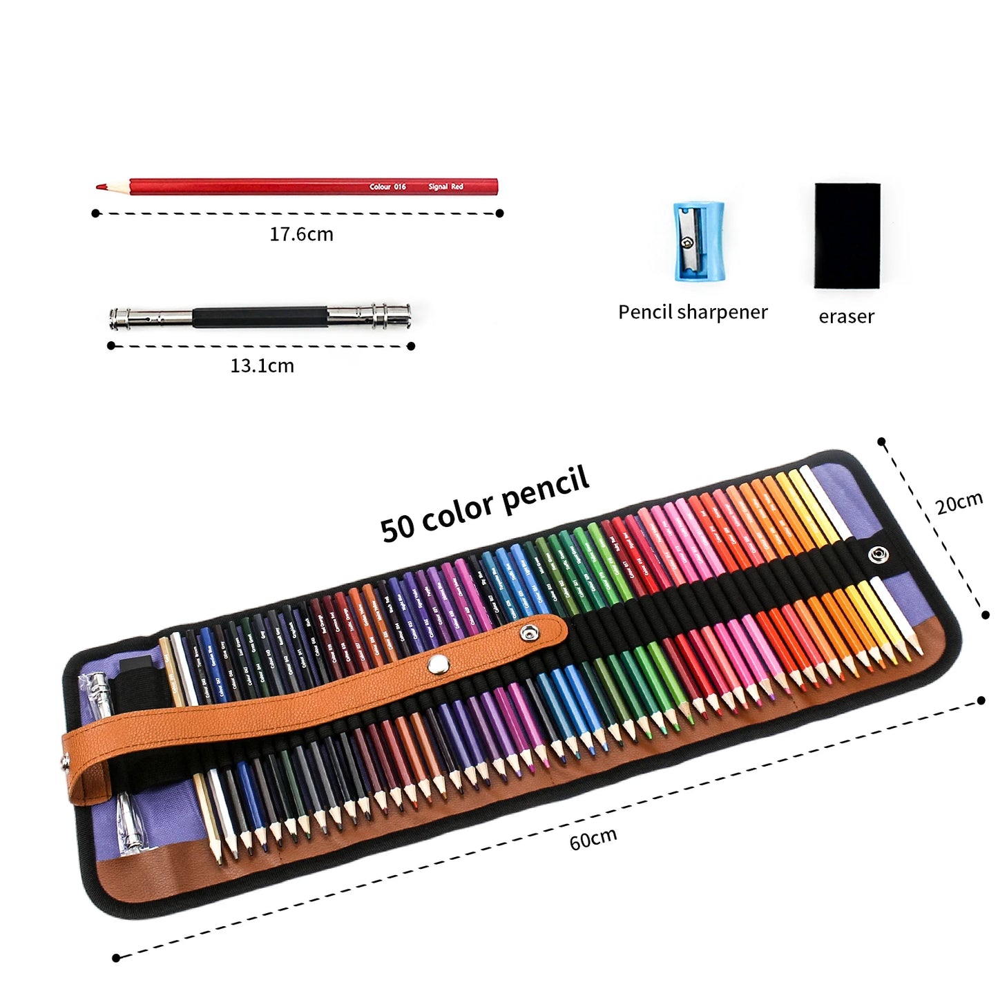 50/72 Colors Pencil Set With Canvas Roll-Up Case Art Pencils Professional Oil Wood Perfect for Student Coloring Drawing Sketch