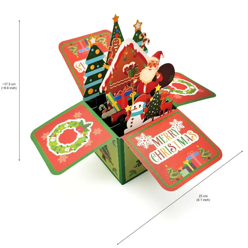 3D Pop Up Christmas Cards, Xmas Gift Greeting Cards for Your Friends, Children and Family, Included Blank Notecard & Envelope