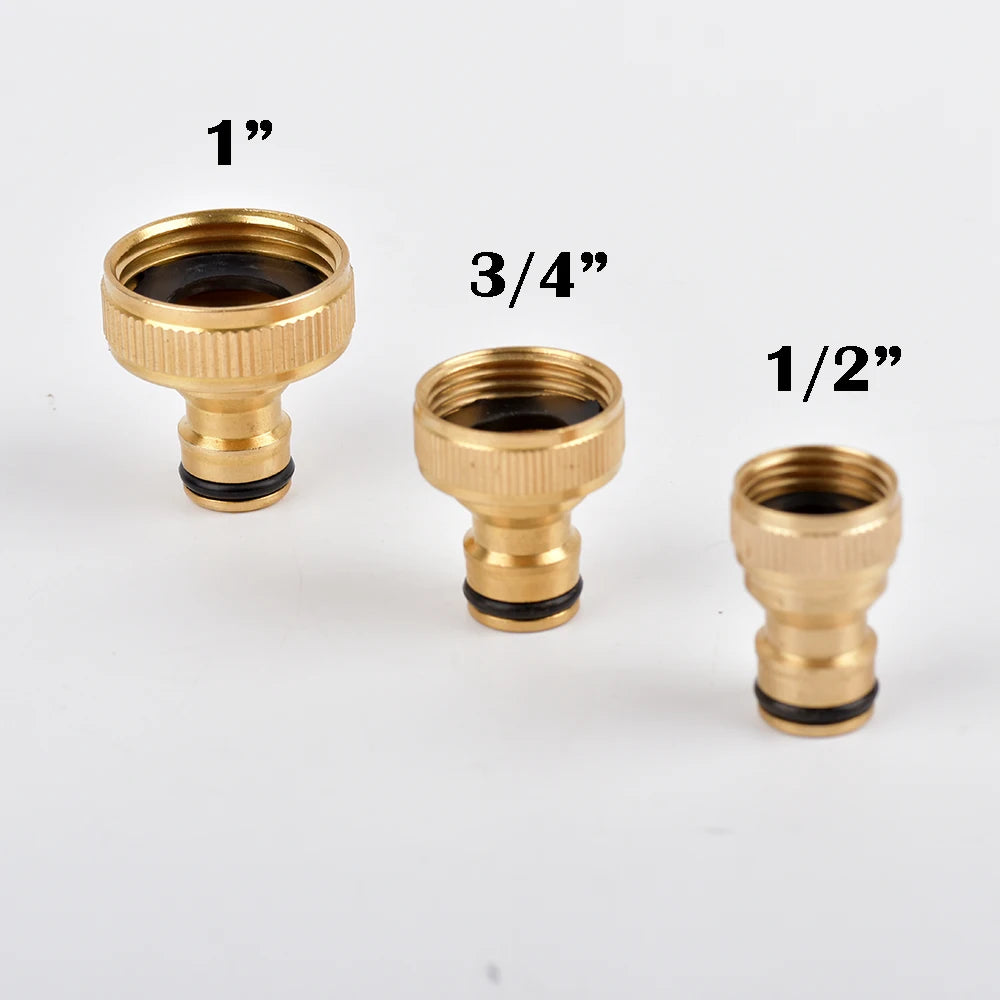 Garden Hose Connectors 1/2 3/4" Thread Quick Connector Brass Faucet Adapters Pipe Hose Repair Fittings Water Tap Adapter 1Pc