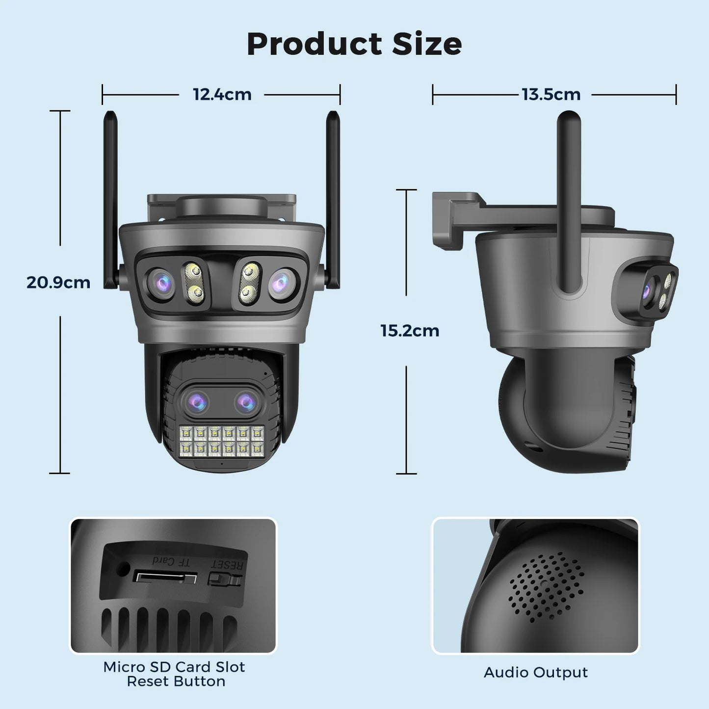 20MP 10K PTZ Wifi Camera Four Lens 10X Zoom Surveillance Camera Outdoor 360°No Dead Angle Ultra Long Range Night Vision Security