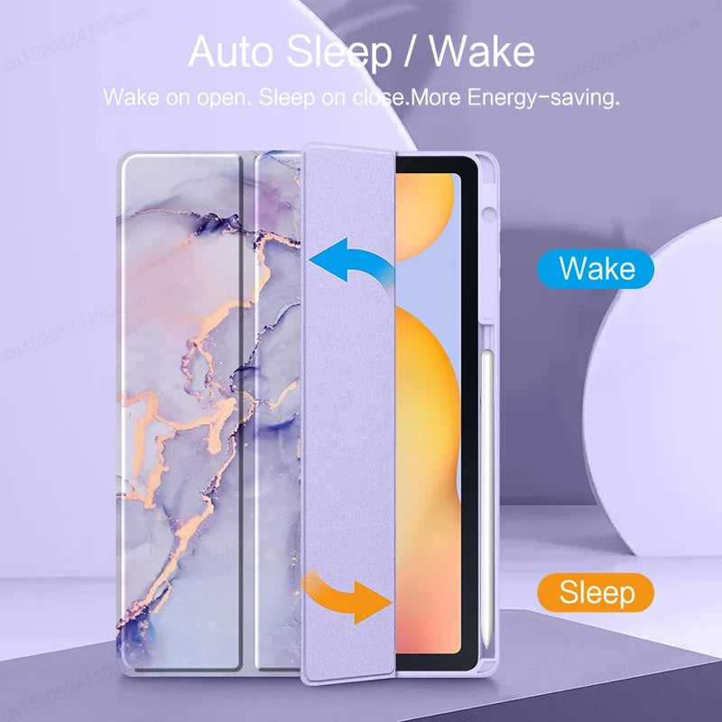 Funda For Samsung Galaxy Tab S6 Lite 10.4 2024 P620 P625 P610 P615 P613 P619 Case With Pencil Holder Cover Tri-Fold Stand Shell