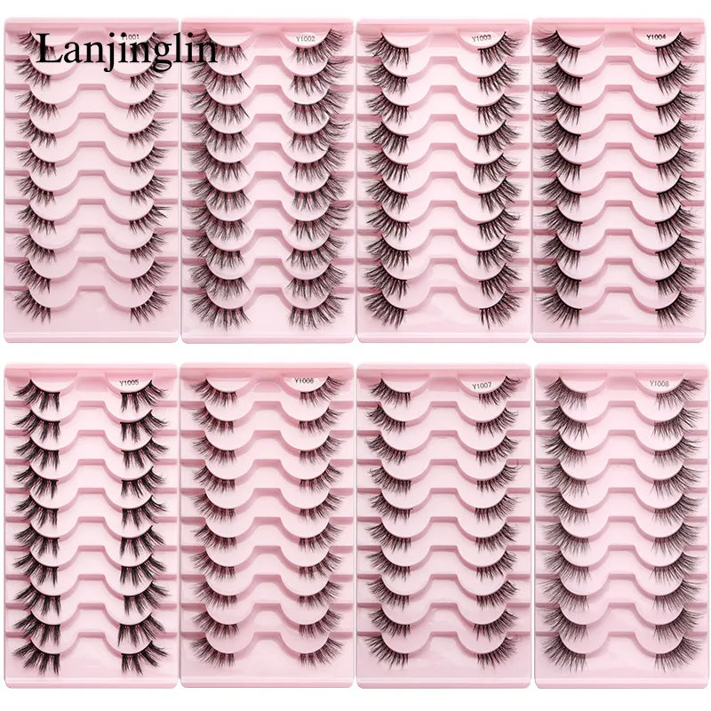 Half Eey Lashes 3/5/10 Pairs New Faux Mink Lashes Natural False Eyelashes Wispy Fluffy Eyelash Extension Makeup Half Lashes Tool