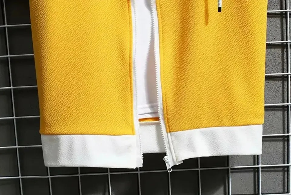 Set for Men Summer Men's Sports Suit 2-piece Print T-shirt Casual Hooded Quick Dry Running Long Pant Clothes Short Sleeve Shorts