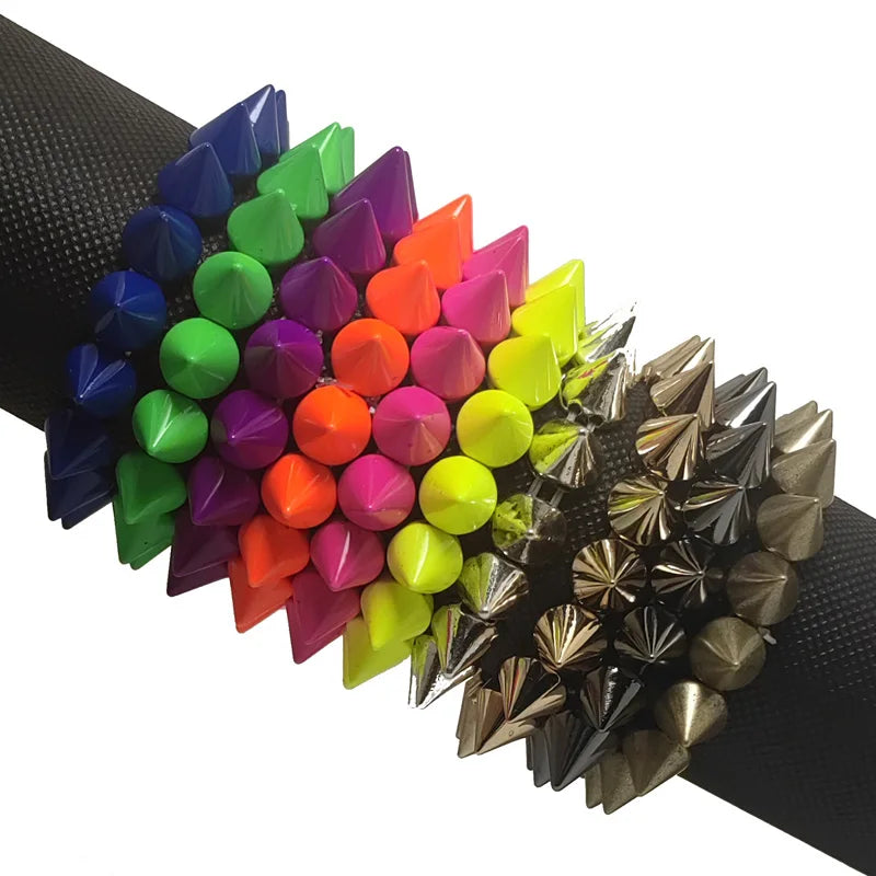 Spikes Elastic Bracelet Stretch Rivets Punk Style Bangle Bracelet Hip Hop Party Fashion Jewelry For Ladies Metal Alloy