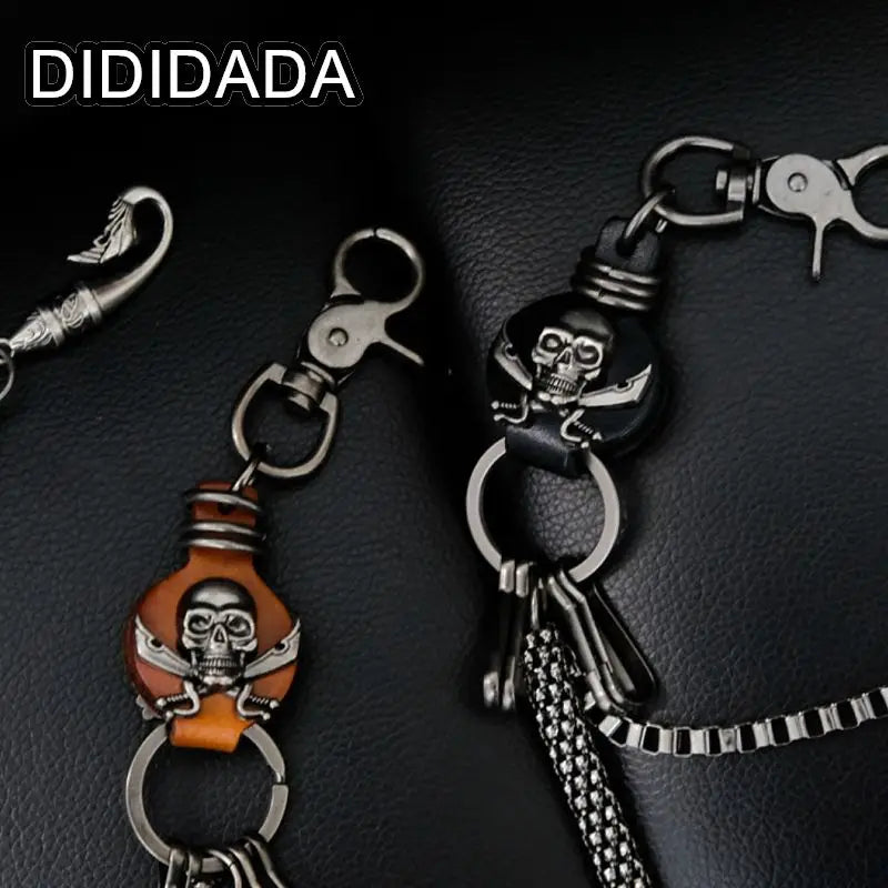 Women Men's Motorcyle Keychain Belt Chains Rock Punk Double chain Cowboy Cowgirls Pants Trousers Chain Biker Wallet Accessories
