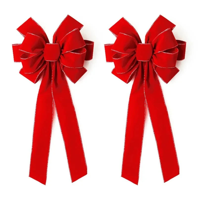 Red Christmas Bows Outdoor Decorations,Large Christmas Tree Topper Bow with Glitter Gold Edge for Xmas Home Front Door Decor