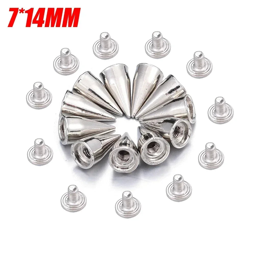 Multiple Sizes Cone Spikes Screwback Studs Rivets Metal Tree Spikes Studs Punk Style Clothing Accessories DIY Craft Decoration