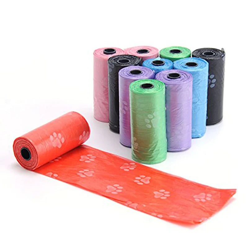 10 Rolls Paw Printing Dog Poop Bag 15 Bags/ Roll Large Cat Waste Bags Doggie Outdoor Home Clean Refill Garbage Bag