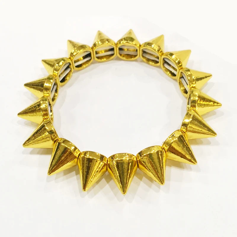 Spikes Elastic Bracelet Stretch Rivets Punk Style Bangle Bracelet Hip Hop Party Fashion Jewelry For Ladies Metal Alloy