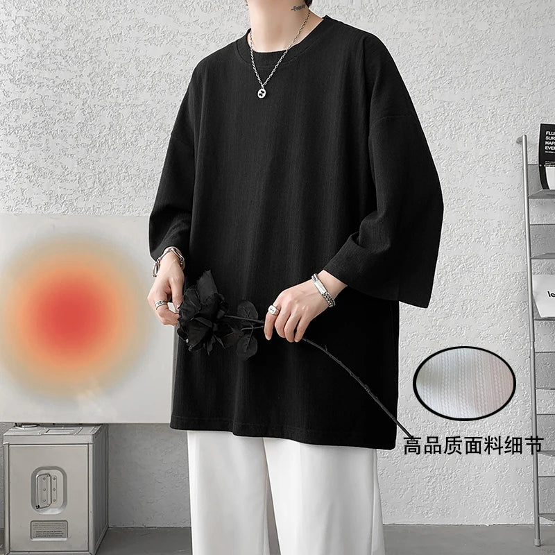 Loose Tshirt Men Oversized Ice Silk T Shirts 2024 Summer Mens Half Sleeve Fashions Harajuku T-Shirt Male Solid Simple Daily Tees