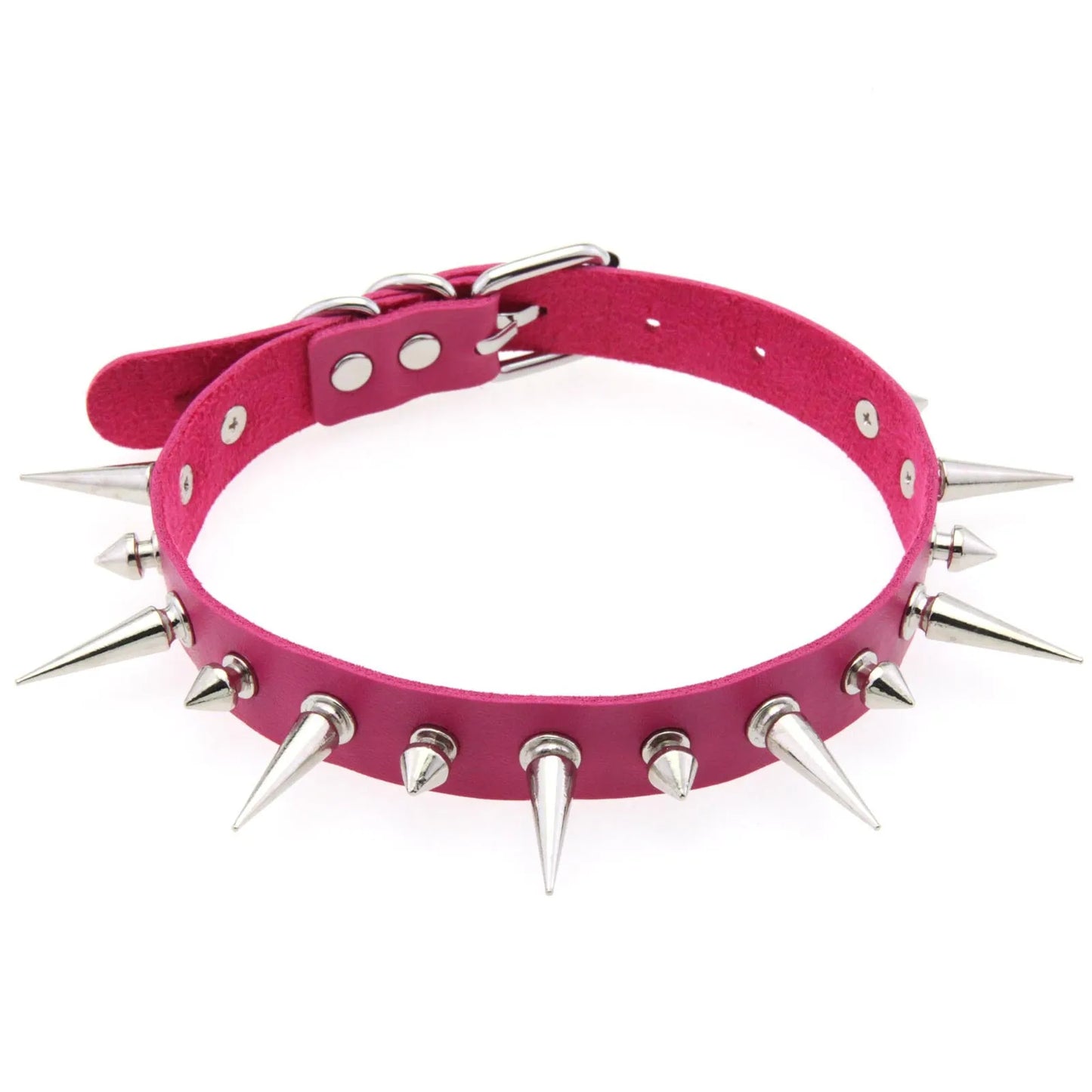 Punk Long Spike Choker PU Leather Collar for Women Men Cool Big Rivets Studded Chocker Goth Style Necklace Emo Accessories 2024