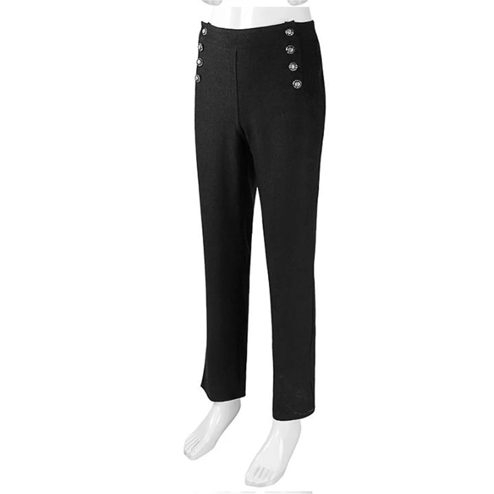 Men Steampunk Victorian Pants Historical High Waist Long men's Pants Retro Daily Button Casual Trousers Wedding Pants