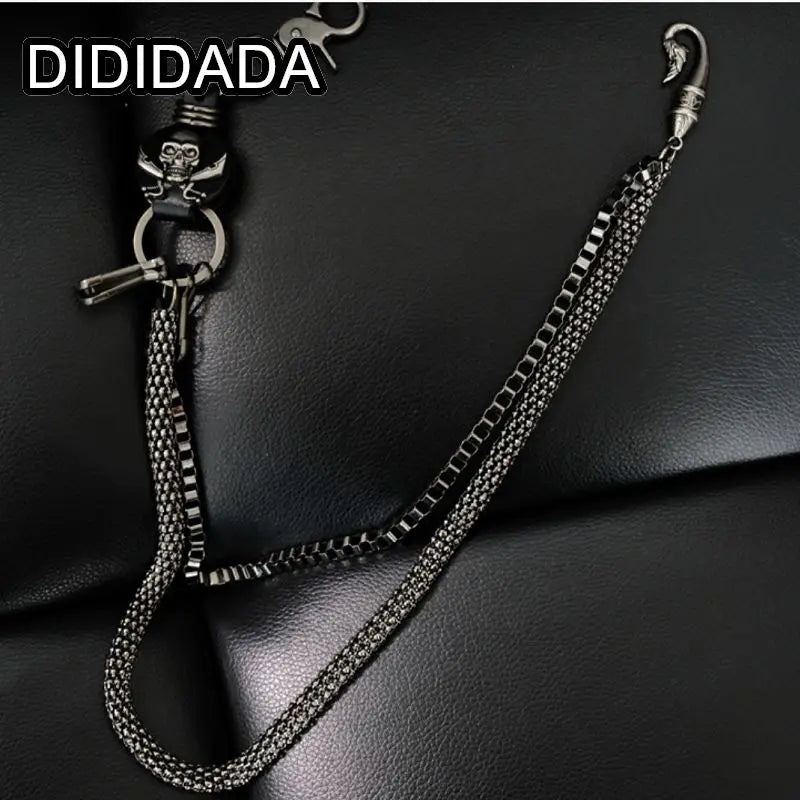 Women Men's Motorcyle Keychain Belt Chains Rock Punk Double chain Cowboy Cowgirls Pants Trousers Chain Biker Wallet Accessories
