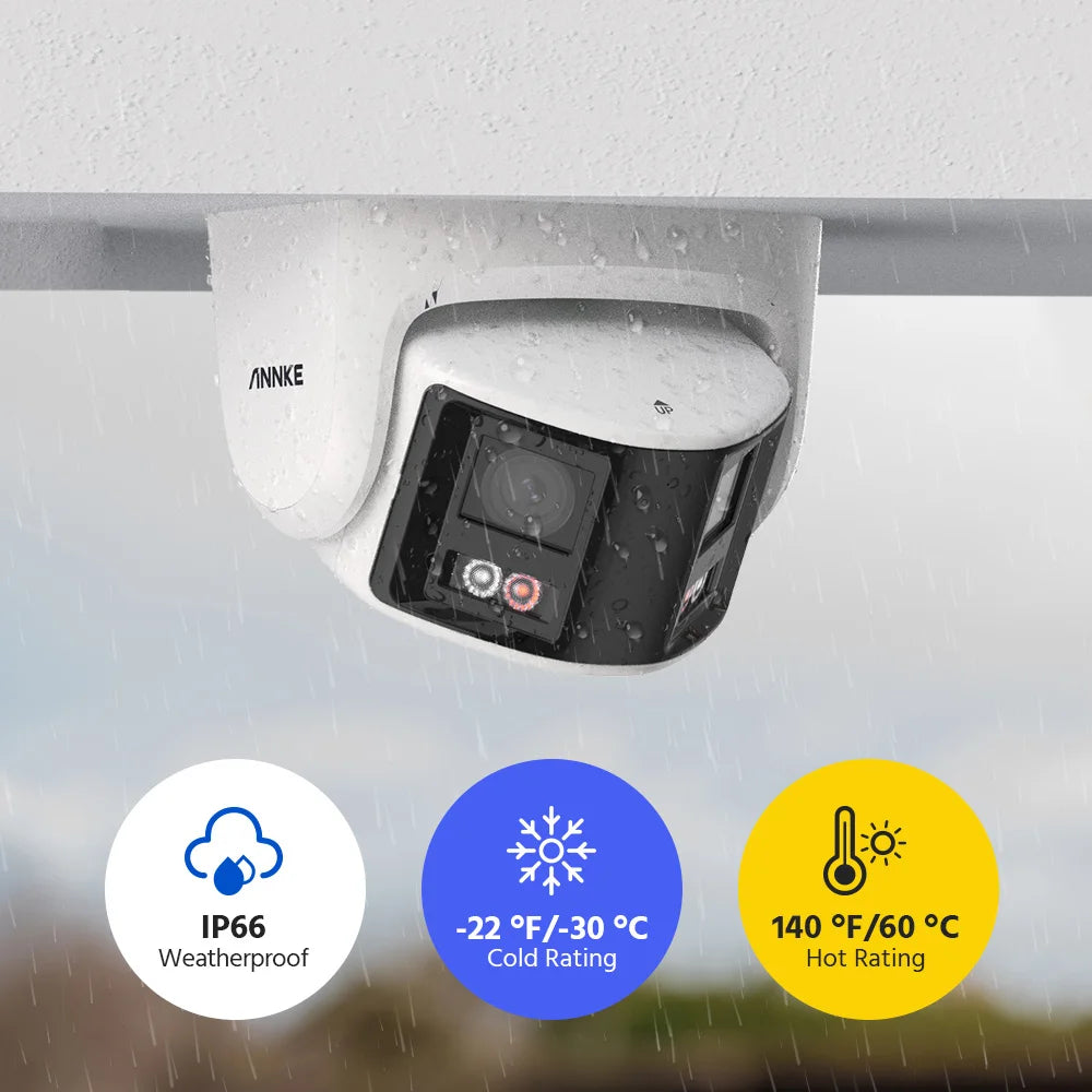 ANNKE 4K Camera Security Panoramic Dual Lens Human Detect Auto Track Two Way Audio IP Camera Dual Lens Poe 180° Wide View Angle