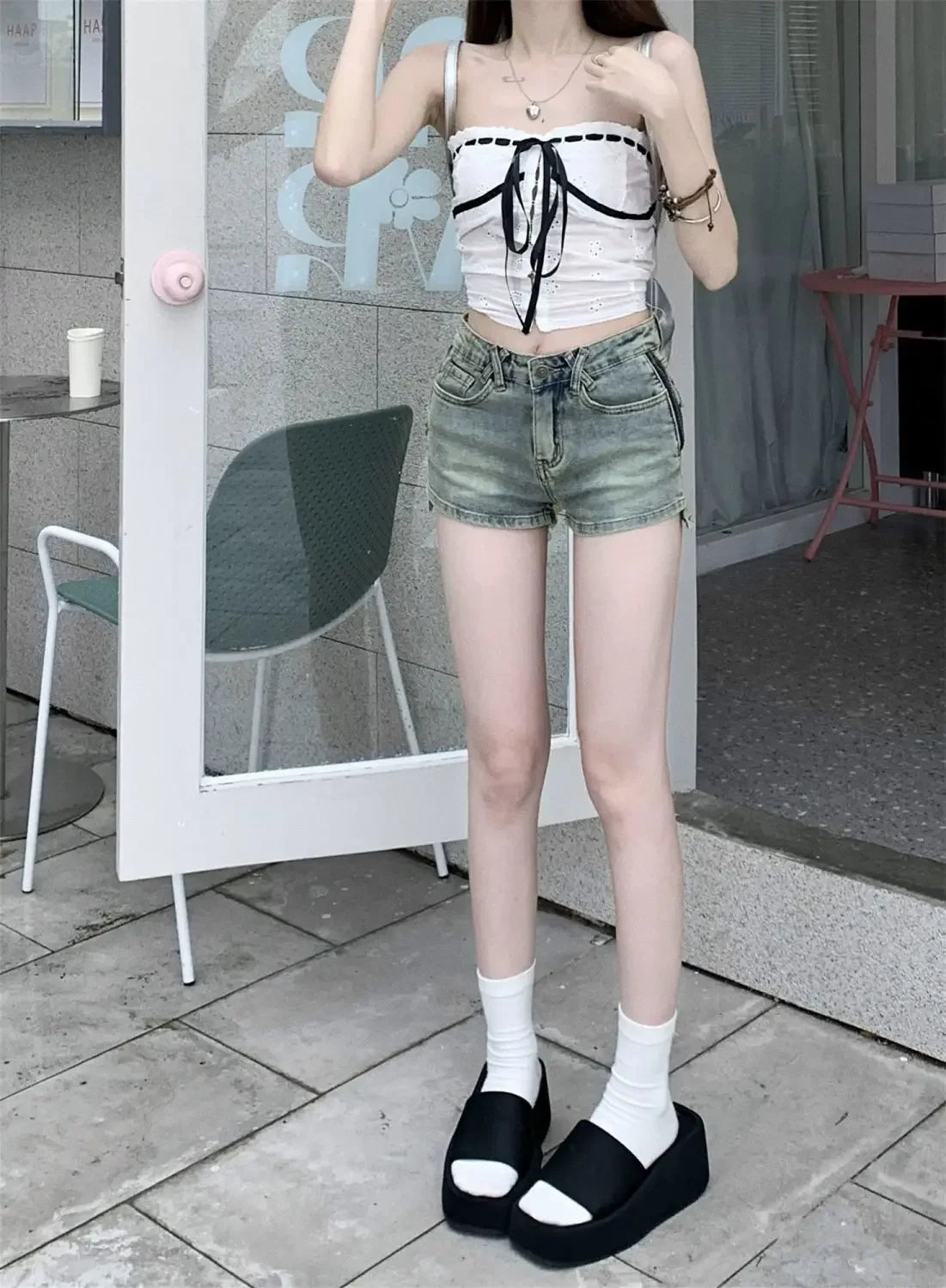 Light Blue Tight Short Jean Pants Woman Comfy Summer Aesthetic 2000s Clothes Y2k Elegant Youthful XL Kpop Denim Shorts for Women
