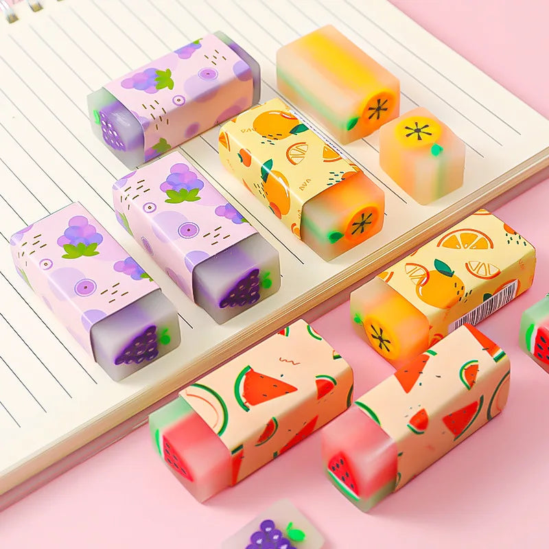 3pcs/lot Cartoon Creative Fruit Eraser Pupils Exam Pencil Eraser Children's Stationery Painting Sketch Eraser School Kawaii