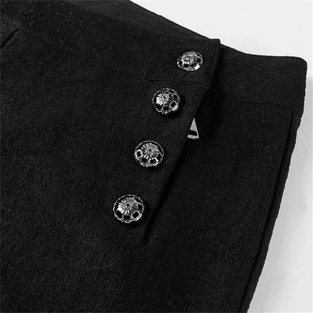 Men Steampunk Victorian Pants Historical High Waist Long men's Pants Retro Daily Button Casual Trousers Wedding Pants