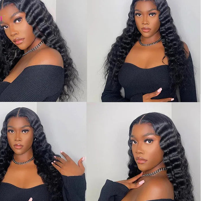 13x6 Loose Deep Wave Lace Front Wigs Human Hair Transparent Lace Front Wigs 200% Density Deep Wave Lace Frontal Wigs Pre Plucked