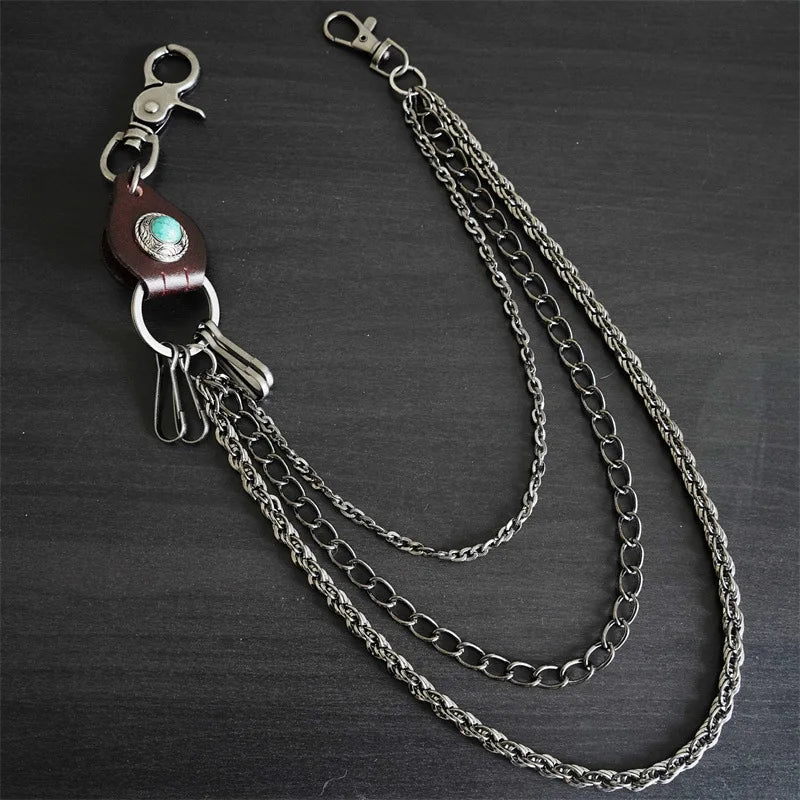 Hip Hop Punk Leather Skull Metal Casual Wild Pants Chain Wallet Chain Key Chain Men's Waist Chain