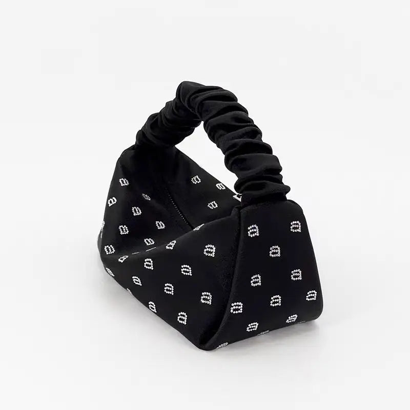 New Satin Diamond Letter AW Wang Chain One Shoulder Crossbody Bag Women's Tote Dumpling Bag Cosmetic Bag Shopping Bag Wallet