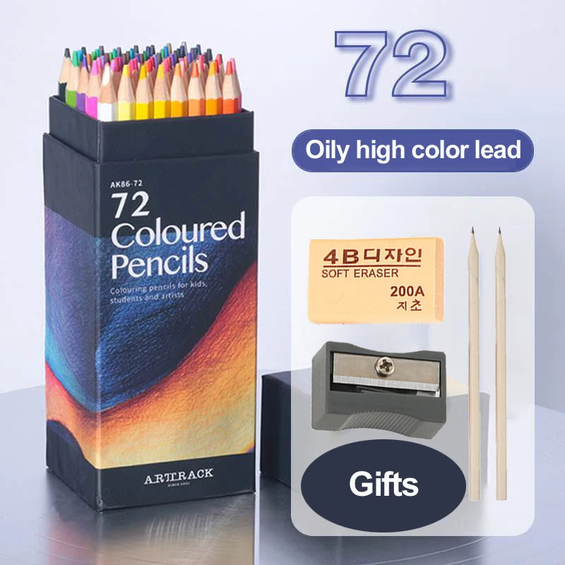 12/24/48/72 Colors Color pencil DIY set includes: Wooden Color Pencil Sharpener Eraser School Office Supplies Art Stationery