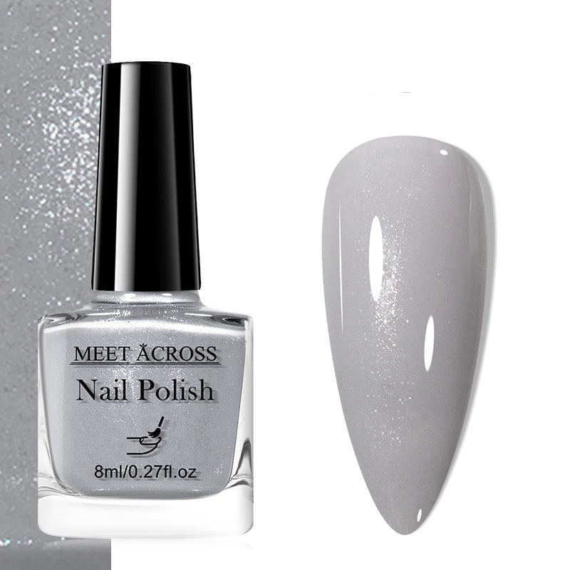 MEET ACROSS 8ml Pink White Nude Water-Based Peel Off Nail Polish Glass Bottle Nail Art Polish DIY Design No Need Lamp