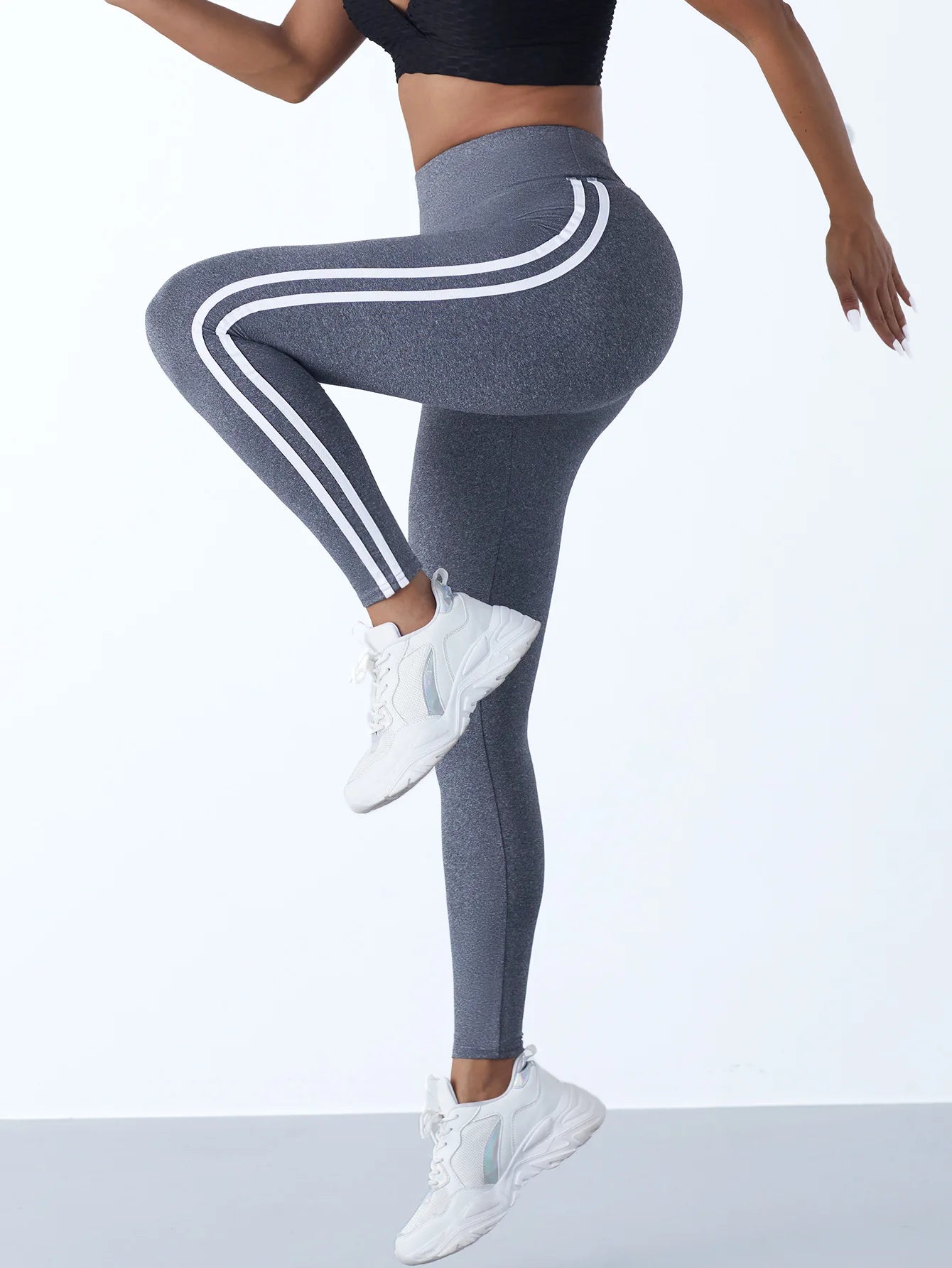Yoga Leggings Women Striped Slim Sports Pants High Waist Hip Liftting Casul Tights Workout Running Stretchy Gym Leggings