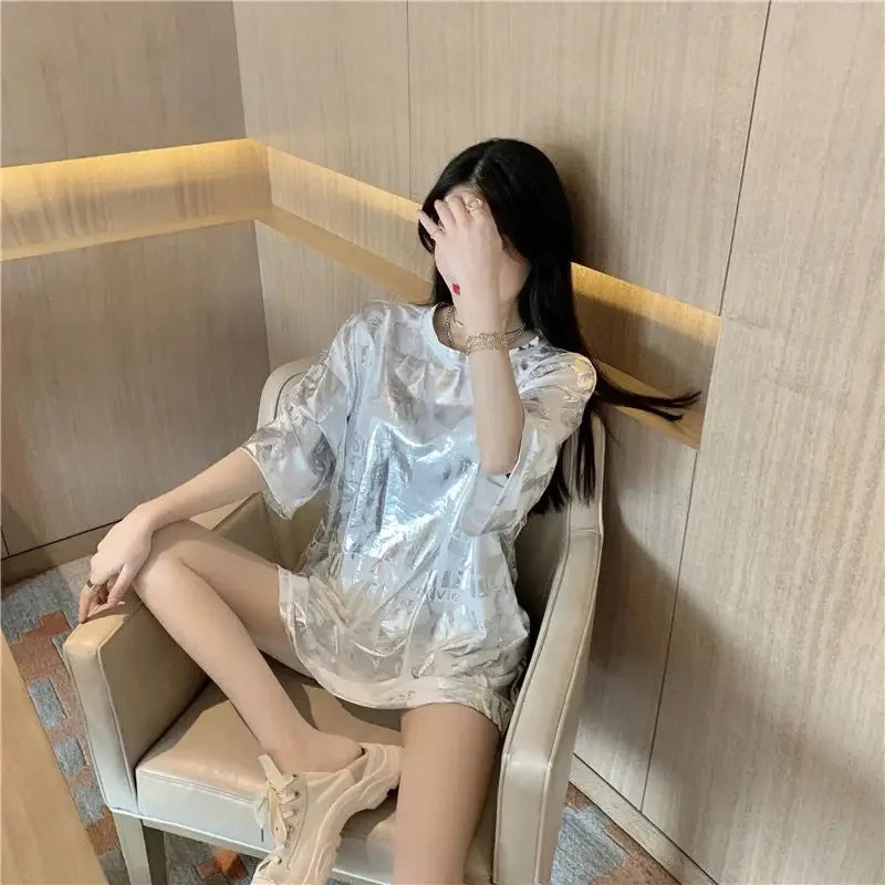 Summer Outfit Female Top Short Sleeve Women's T-shirt 2025 High Quality Y2k Fashion Korea Korean Style Popular Clothes Clothing