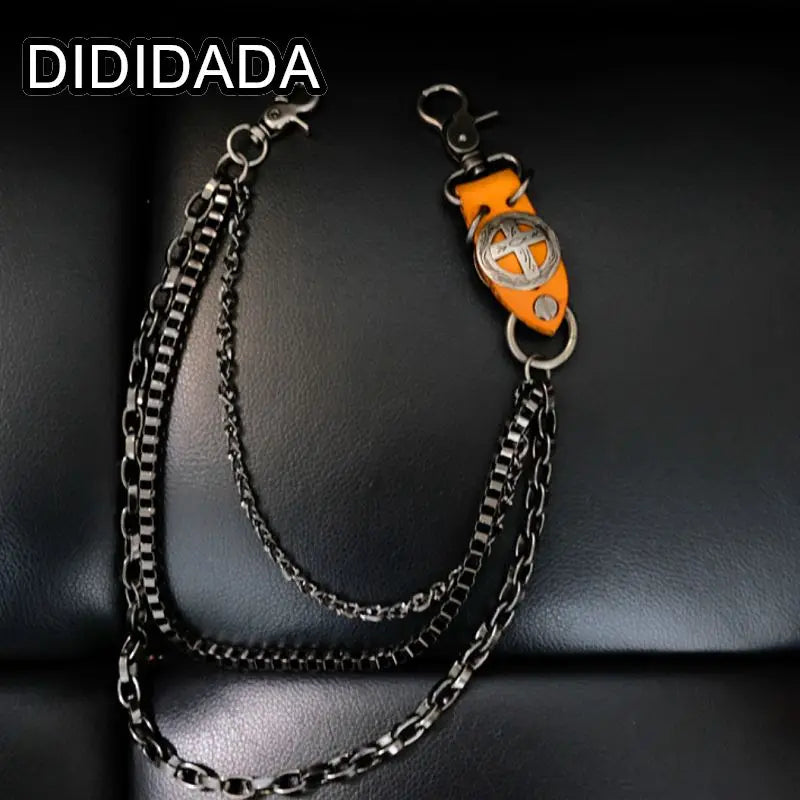 Women Men's Motorcyle Keychain Belt Chains Rock Punk Double chain Cowboy Cowgirls Pants Trousers Chain Biker Wallet Accessories
