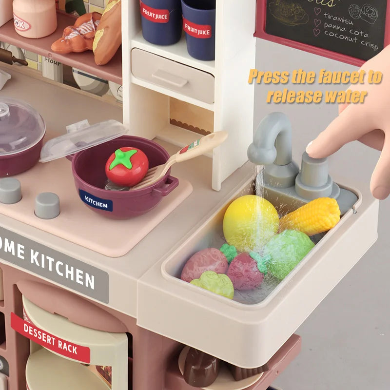 Children's 41cm large Size Cooking Kitchen Toy Play Home Kitchenware Set Simulation Sound Spray Girl Food Toys Birthday Gifts