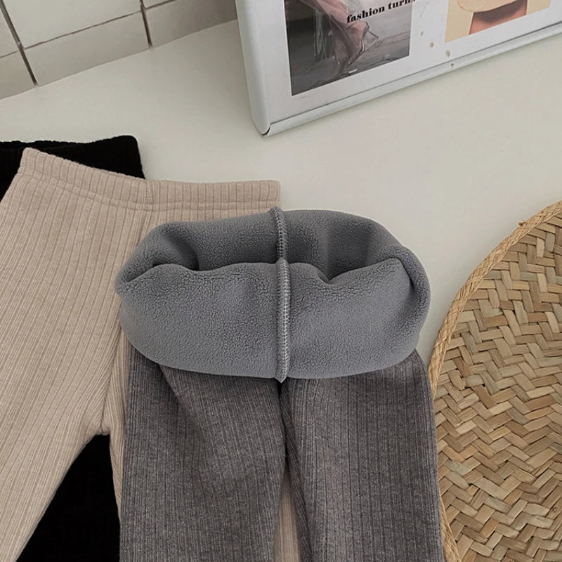 Girls Leggings 2023 Autumn Winter Pants For Kids Cotton Warm Children's Velvet Trousers Toddler Underpants Korean Style