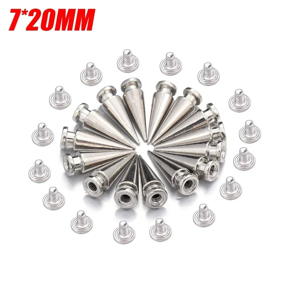Multiple Sizes Cone Spikes Screwback Studs Rivets Metal Tree Spikes Studs Punk Style Clothing Accessories DIY Craft Decoration