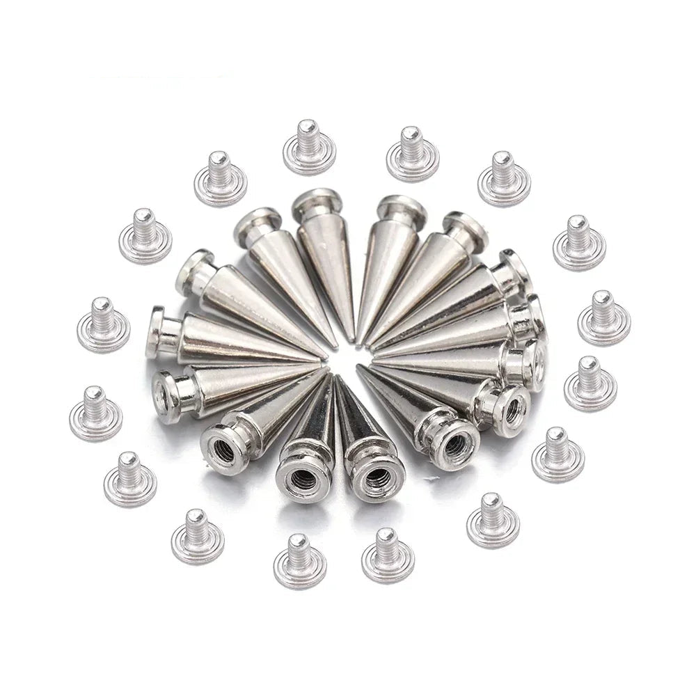 Multiple Sizes Cone Spikes Screwback Studs Rivets Metal Tree Spikes Studs Punk Style Clothing Accessories DIY Craft Decoration