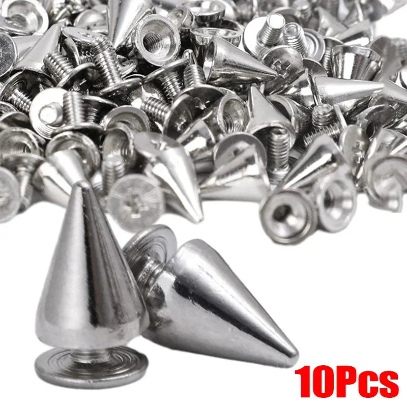 10-100Pcs Round Cone Spikes Metal Tree Spike Screwback Studs DIY Handcraft Cool Punk Garment Rivets Decoration for Clothes Shoes