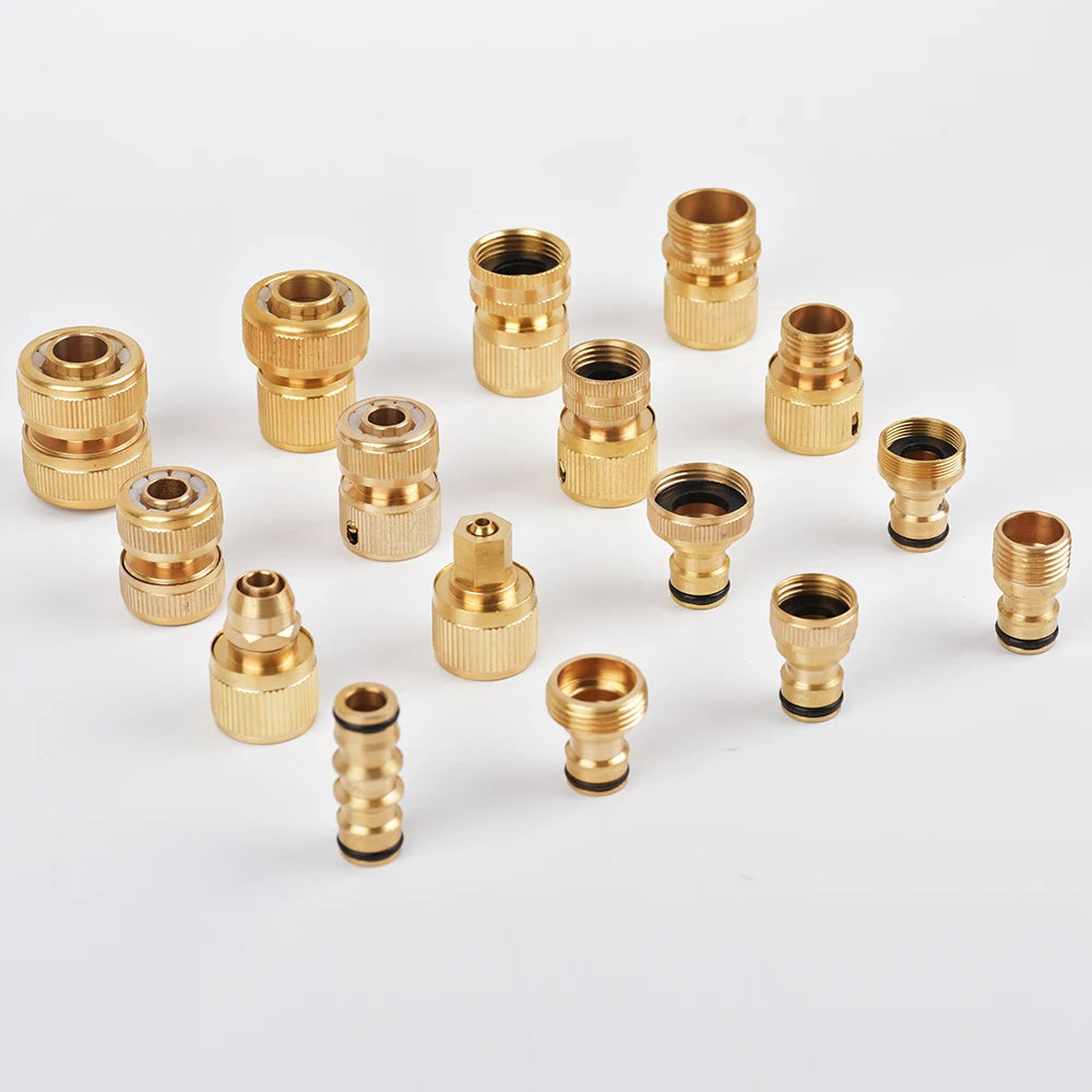 Garden Hose Connectors 1/2 3/4" Thread Quick Connector Brass Faucet Adapters Pipe Hose Repair Fittings Water Tap Adapter 1Pc