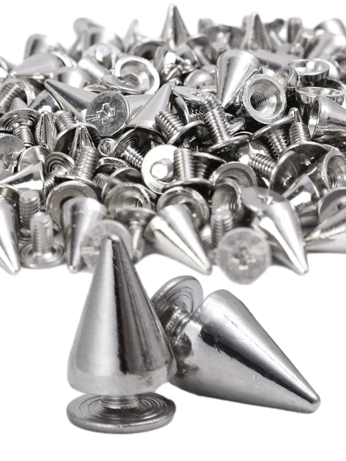 Multiple Sizes Cone Spikes Screwback Studs Rivets Metal Tree Spikes Studs Punk Style Clothing Accessories DIY Craft Decoration