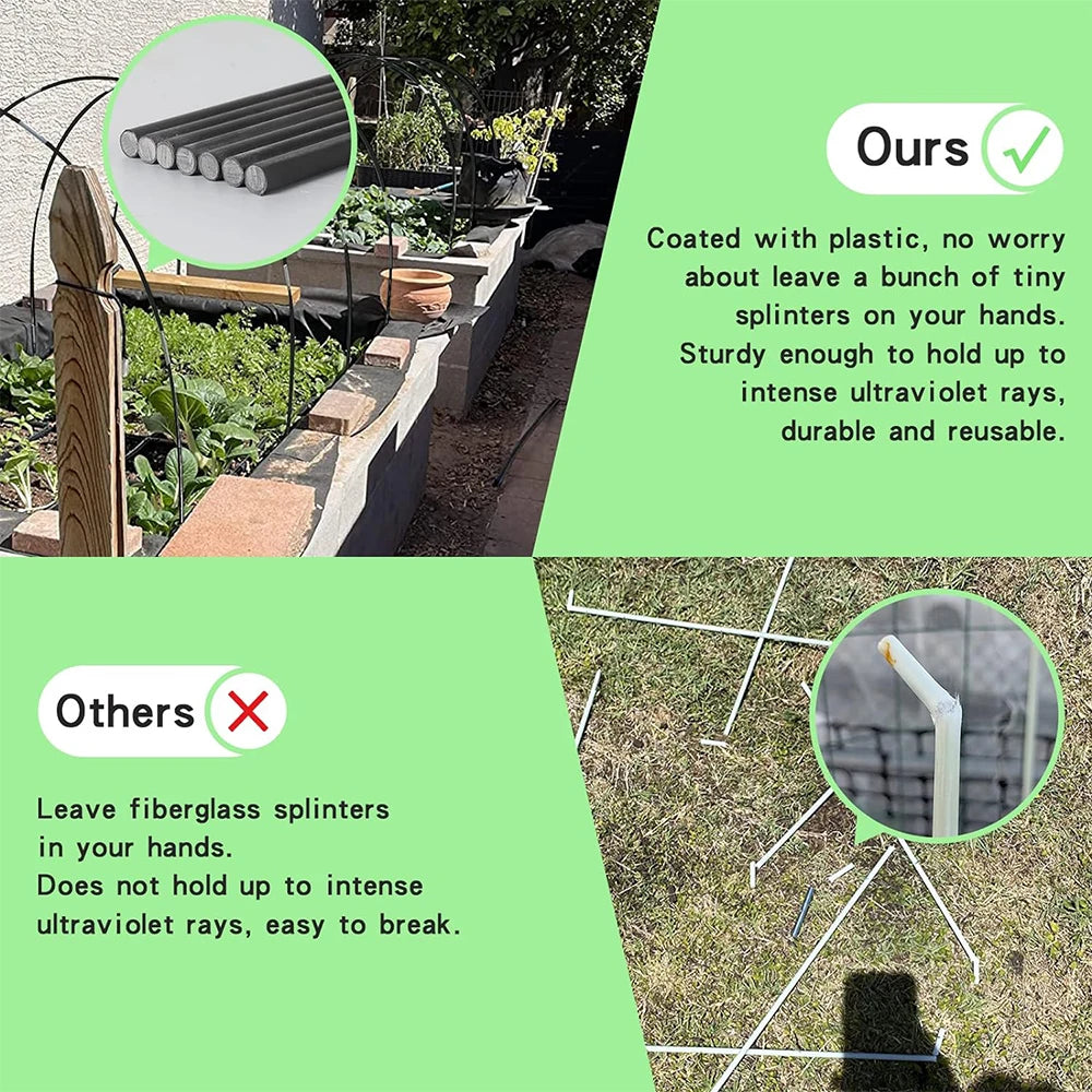 Greenhouse Hoops Grow Tunnel for Raised Beds Rust-Proof Fiberglass Frame for Garden Netting Kit Plant Shade Cloth Row Cover