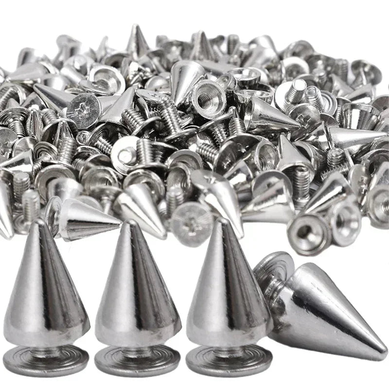 Multiple Sizes Cone Spikes Screwback Studs Rivets Metal Tree Spikes Studs Punk Style Clothing Accessories DIY Craft Decoration
