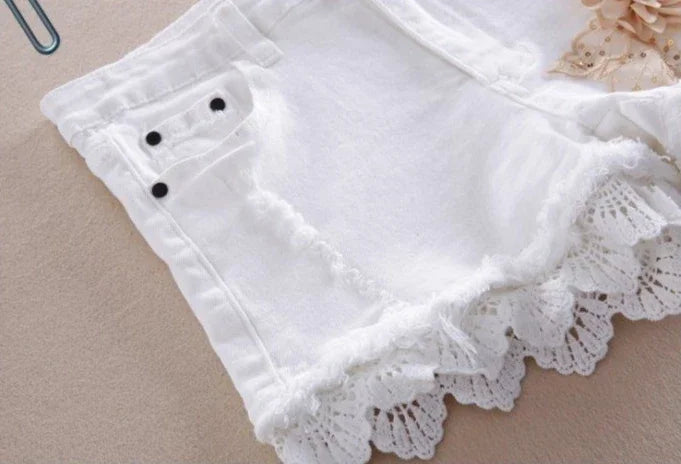 Denim Shorts for Women High Waist Flowers Short Jean Pants Woman To Wear 2000s Clothes Y2k 2025 Classic Casual Fashion Clothing