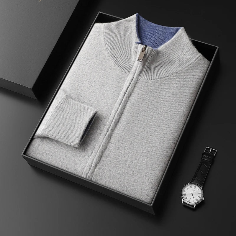 Men's Cardigans Fashion Cashmere Sweaters High Stretch Knitted Soft Warm 2023 Winter Male Fashion Loose Casual Tops DX01